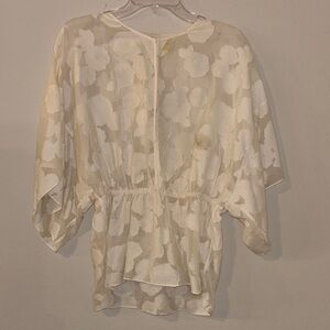 Tory Burch Cream Sheer Floral Top